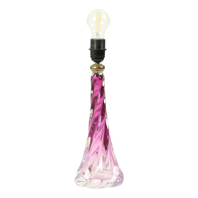 Purple Crystal Table Lamp from Val Saint Lambert, 1960s For Sale