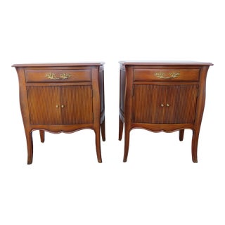 French Solid Walnut Nightstands End Side Bedside Tables a Pair For Sale