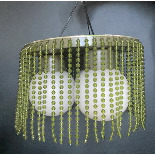 1970s Vintage Beaded Light Fixture Chandelier For Sale - Image 9 of 9