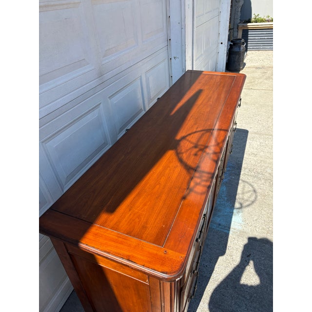 Mid 20th Century Drexel Heritage French Provincial Sideboard | Buffet Credenza | Vintage Wood Cabinet |Carved Doors | Long Dresser | Storage Console For Sale - Image 5 of 12