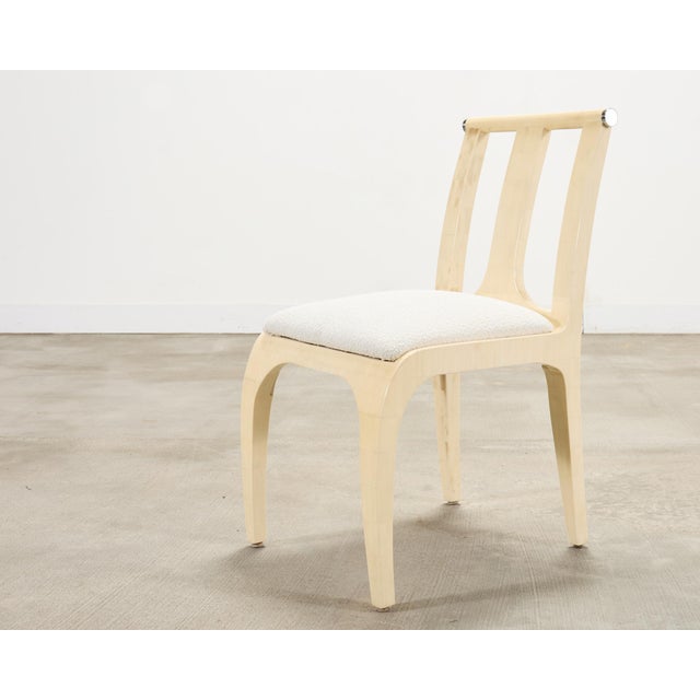 Jimeco ltda Enrique Garcel Colombian Tessellated Bone Chair With Bouclé For Sale - Image 4 of 18