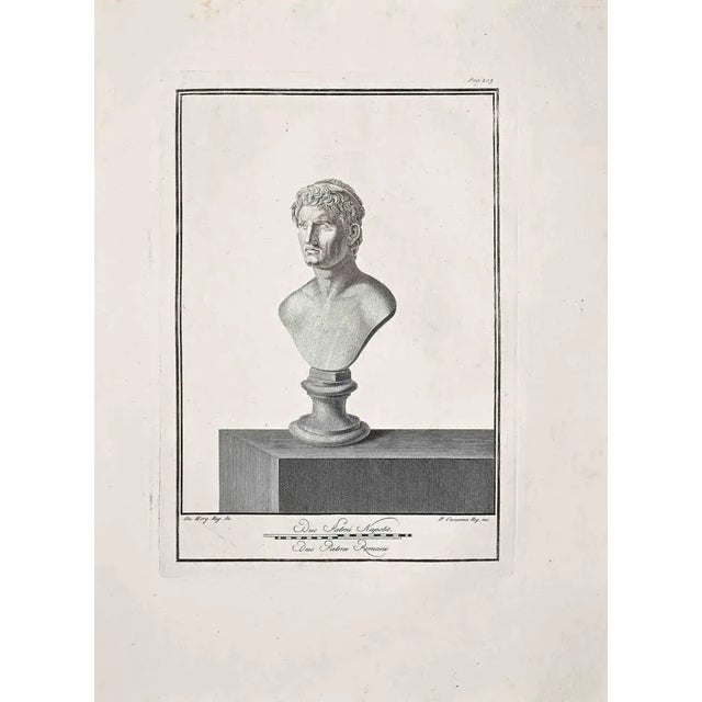 Ancient roman bust, original etching from the end of the 18th century, made by various old masters. Good condition. Units...