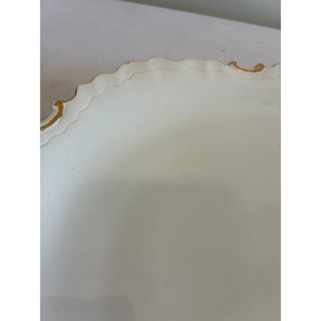 Vintage Italian White Oval Serving Platter With Gold Trim Scalloped Edge For Sale In Oklahoma City - Image 6 of 11