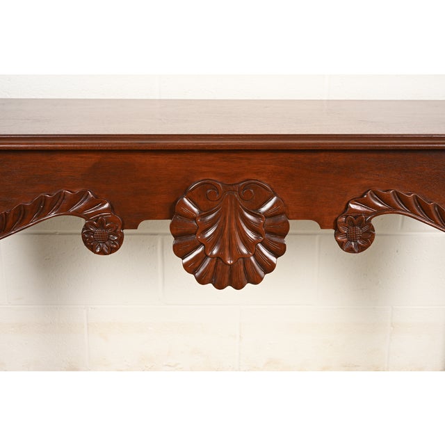 Brown Baker Furniture Georgian Carved Mahogany Console or Sofa Table, Newly Refinished For Sale - Image 8 of 16