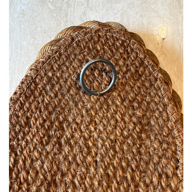 Oval rope mirror in the style of Adrien Audoux and Frida Minet. Circa 1950 For Sale - Image 10 of 12