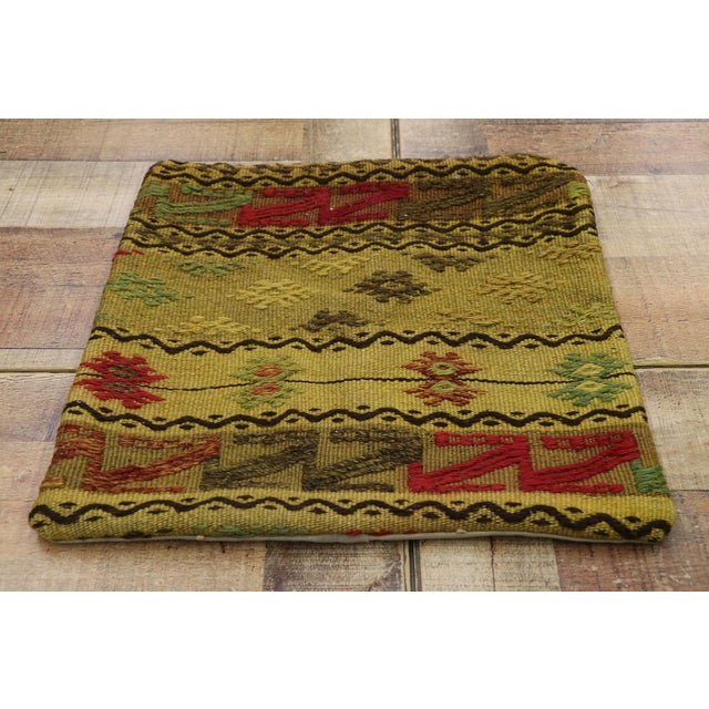 Textile Vintage Turkish Kilim Rug Tribal Pillow Cover - 01'05 X 01'06. For Sale - Image 7 of 8