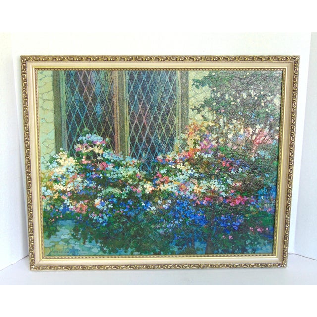 "Rebecca's Garden" Textural Print on Board by Denslow Framed 22"w X 18"h For Sale - Image 4 of 6