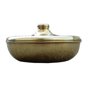Italian Round Golden Brass Tobacco Box, 1970s