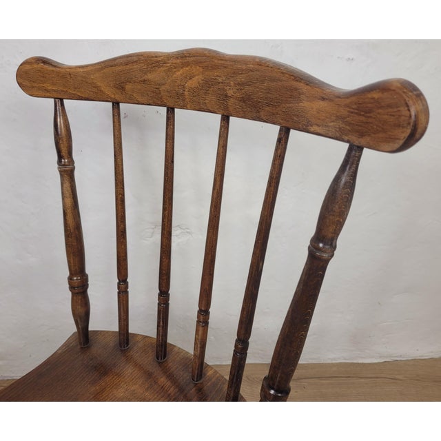 1970s Vintage English Elm Spindle Back Kitchen Chair, 1970 For Sale - Image 5 of 15