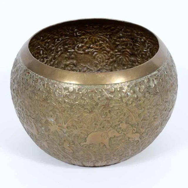 Metal Brass Bowl With Indian Hunting Scenes For Sale - Image 7 of 7