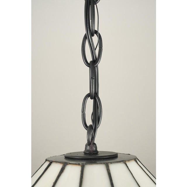 Vintage Arts & Crafts Dale Tiffany Stained Glass Pendant Light For Sale - Image 9 of 9