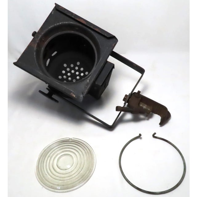 Authentic Vintage Mid Century Steel & Molded Glass Lens Theatre Stage Spotlight Lamp For Sale - Image 9 of 13