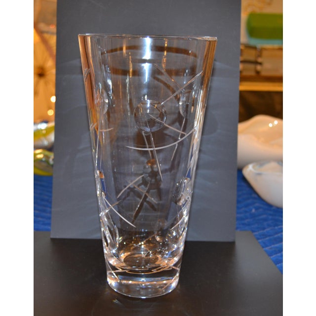 Royal Doulton Cut Crystal Vase With Bubbles and Etching, England For Sale - Image 11 of 12