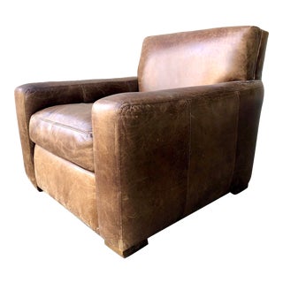 Vintage Designer Leather Club Chair For Sale