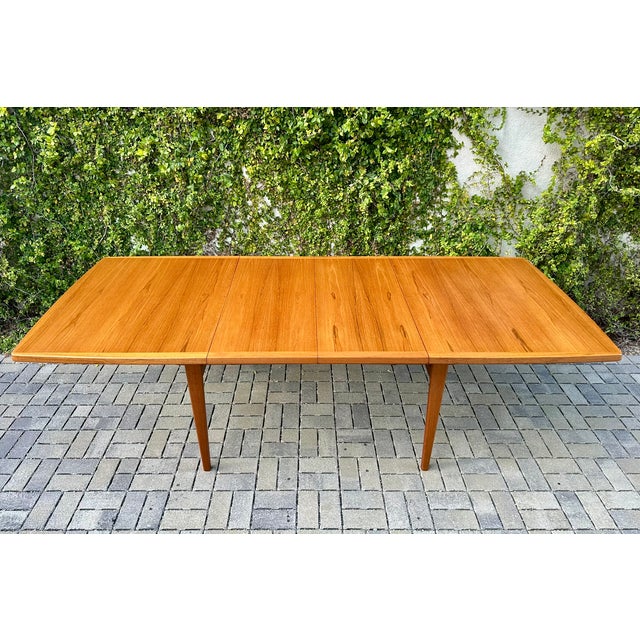 Amber 1980s Large Mid Century Danish Modern Teak Extension Dining Table For Sale - Image 8 of 12