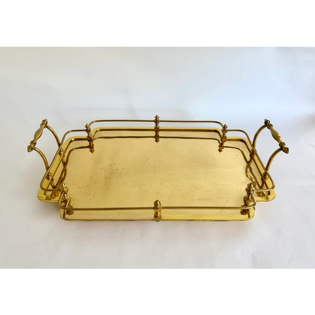Large Vintage Hollywood Regency Style Brass Tray For Sale - Image 4 of 9