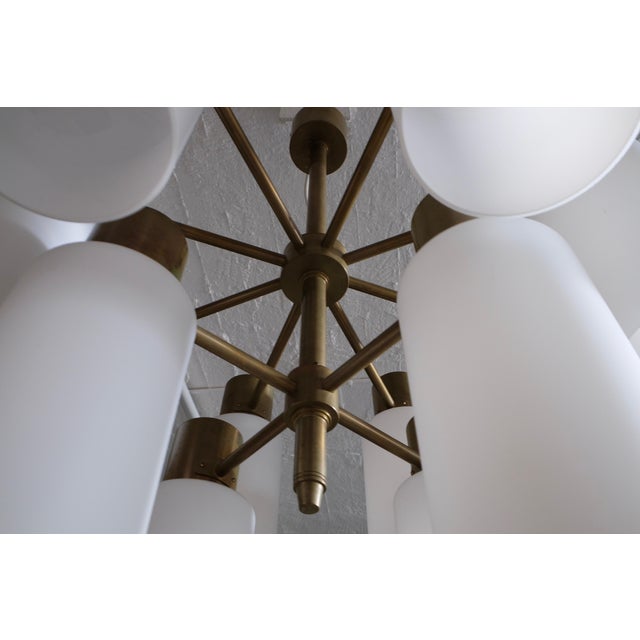 Brass Chandelier with Opaline Shades by Hans-Agne Jakobsson, 1960s For Sale - Image 9 of 11