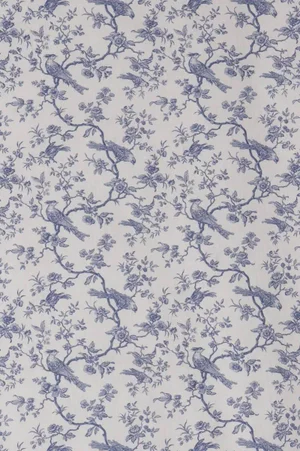 Isabelle Bird Toile Mini Blue Cotton Double Width Fabric - Sample