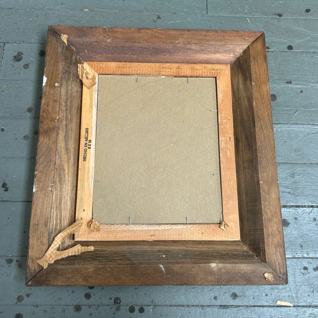 Abstract 1960’s Original Female Nude Woodblock Print in Vintage Whitewash Wood Frame For Sale - Image 3 of 3