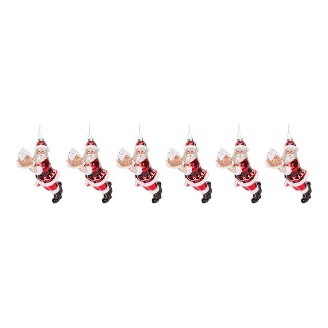 2020s Glass Santa with Gingerbread Ornament (Set of 6) For Sale - Image 5 of 5