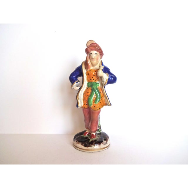 English 19th-Century Antique Staffordshire Figurine of a Man in a Blue Coat and Turban For Sale - Image 3 of 10