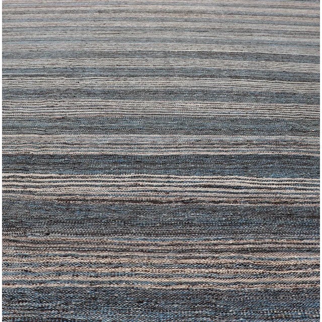 Gray Modern Afghan Kilim Rug by Keivan Woven Arts, Handwoven Wool, Blue 9'0 X 12'2 For Sale - Image 8 of 11