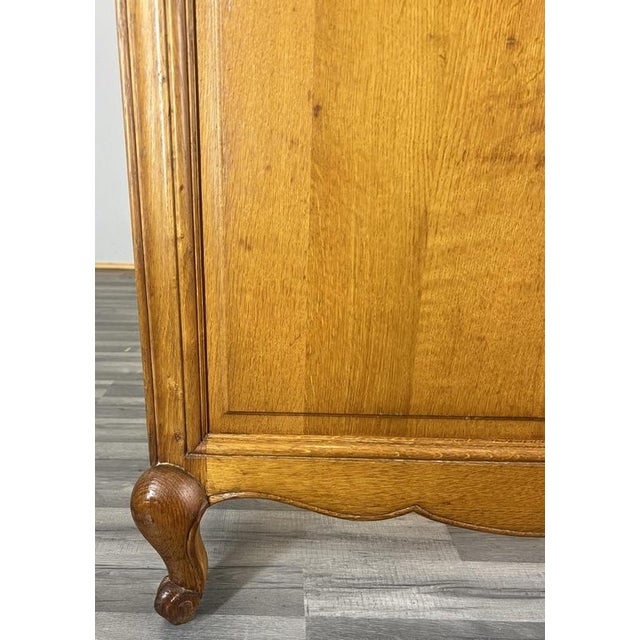 Brown Vintage French Louis XVI Style Oak Double Bed Frame with Carved Headboard For Sale - Image 8 of 13