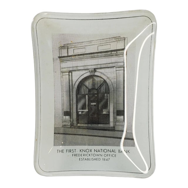 1960s First Knox National Bank Promotional Glass Ashtray For Sale