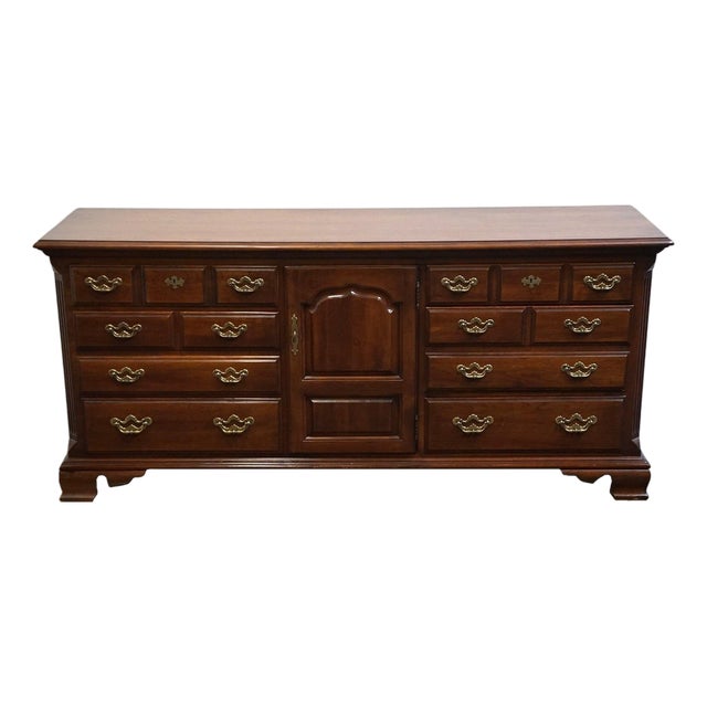 Thomasville Furniture Collector's Cherry Traditional Style 72" Triple Door Dresser For Sale