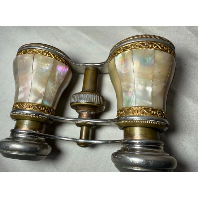 Antique 1800's Handmade Perier Paris French Pearl Brass Opera Glasses Binoculars For Sale - Image 9 of 9
