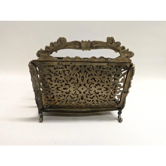 Antique Brass Letter Holder For Sale - Image 4 of 10