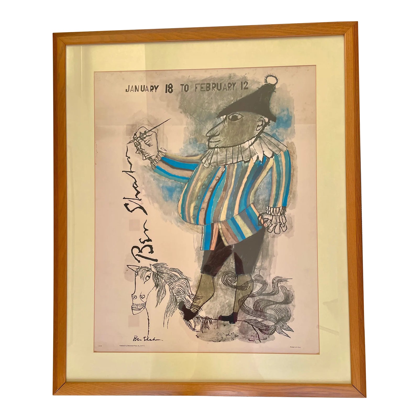 Rare 1955 Ben Shahn Exhibition Poster by Shorewood Press Inc