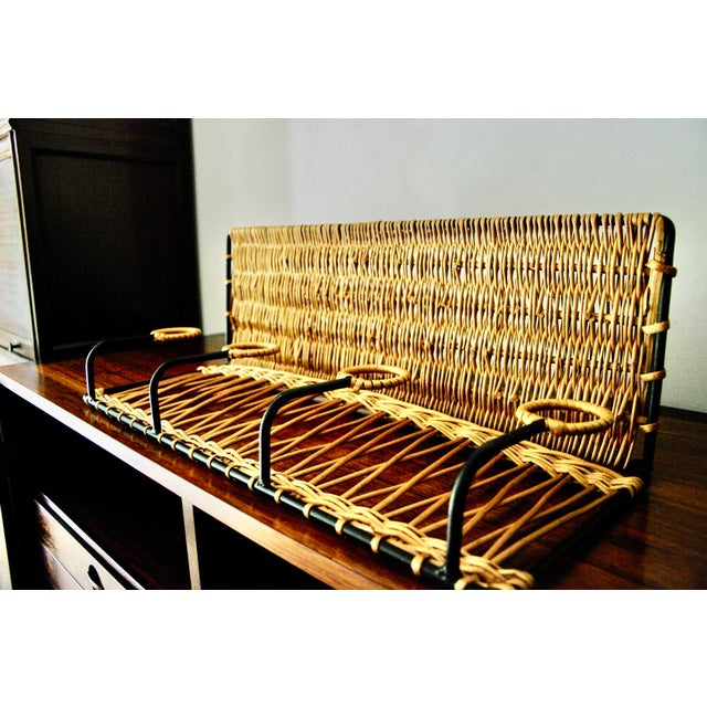 Wicker and Wrought Iron Coat Rack attributed to Jacques Adnet, 1960 For Sale - Image 6 of 10