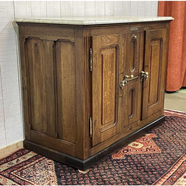 Antique Icebox in Oak with Marble Top, 1900s For Sale - Image 3 of 18