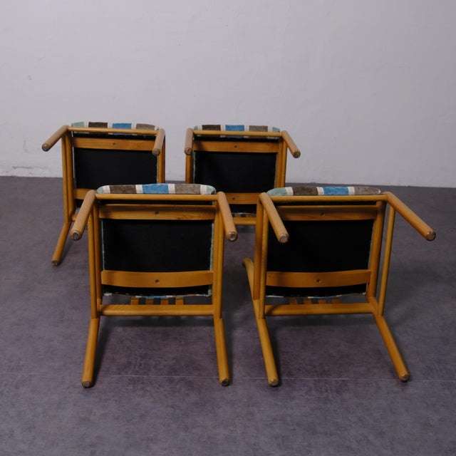 Vintage Wooden and Fabric Chairs, 1970s, Set of 4 For Sale - Image 14 of 17