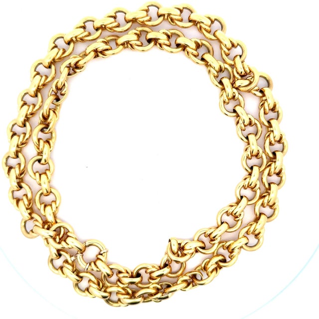 Vintage Maleggi Italian 18k Gold Double Rolo Link Long Necklace, 121.8 Grams For Sale In Miami - Image 6 of 13