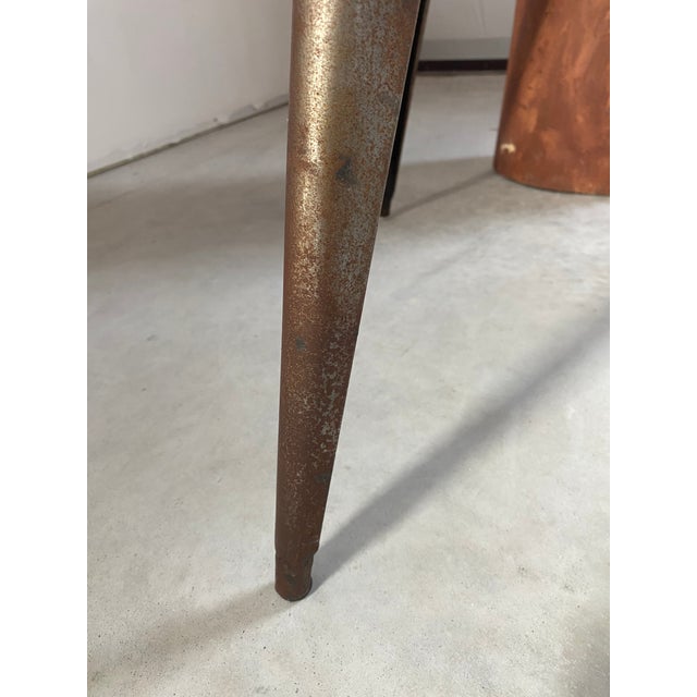 Industrial Steel Square Bistro Table / Desk + Ziggurat Lounge Chair, Set of 2 For Sale - Image 16 of 16