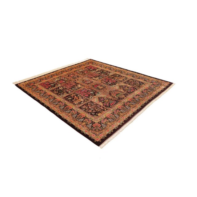 Hand-Knotted Qom Rug in Silk For Sale - Image 3 of 11