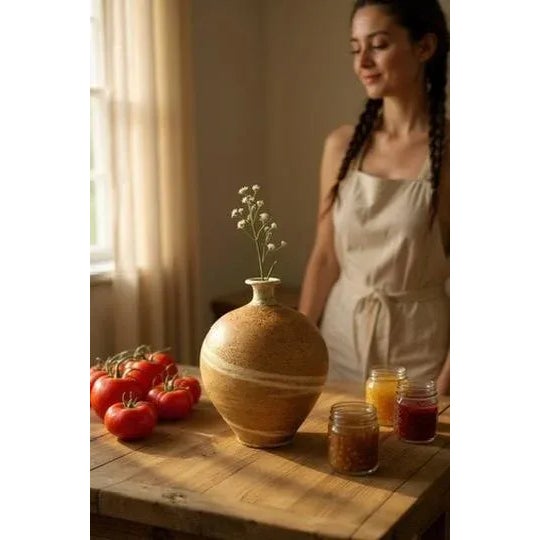 2000 - 2009 Cady Clay Works Seagrove Nc Stoneware Bottle Vase-Studio Pottery-Bottle-Rustic For Sale - Image 5 of 9