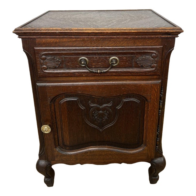 Vintage French Louis XVI Oak Bedside Table For Sale