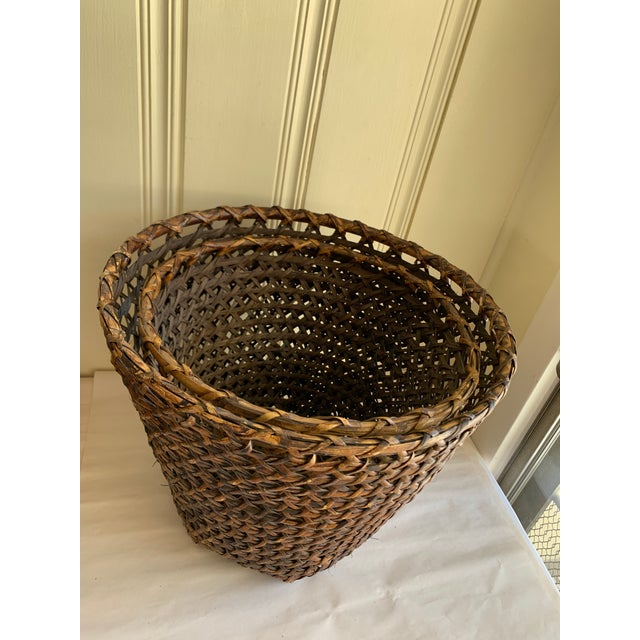 Rustic Woven Wood Storage Decor Baskets Set Of Two Chairish