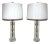 Pair of Ralph Lauren Table Lamps 'Farrah' Style Crystal Glass Column With Shades For Sale