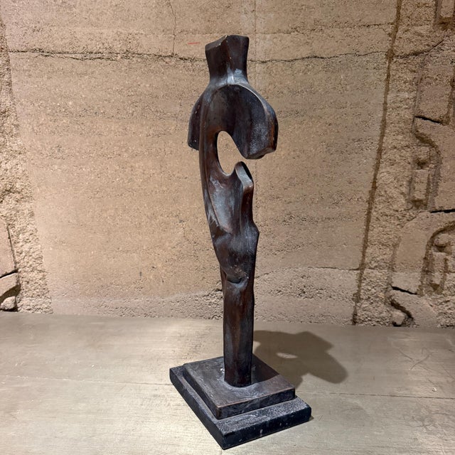 Abstract Modern Faux Bronze Composite Sculpture Stylized Female Figure For Sale - Image 12 of 12