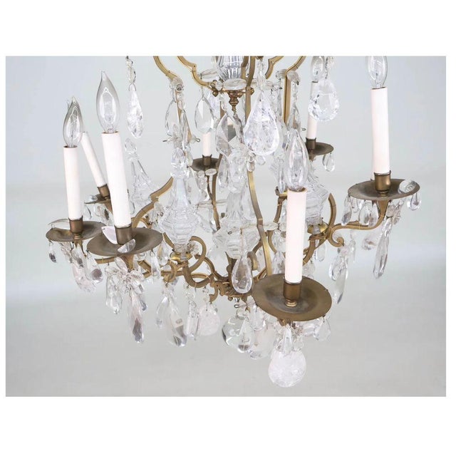 French Early 20th Century Louis XV Style Eight Arm Chandelier With Hanging Crystals For Sale - Image 3 of 5