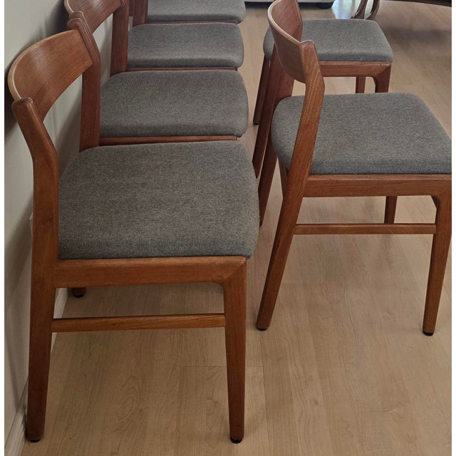 1960s Set of Six Authentic Danish Modern Teak Dining Chairs, Made in Denmark Circa 1960s For Sale - Image 5 of 6