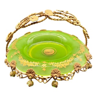 19th Century French Ouraline Centerpiece with Gilt Bronze Decoration For Sale
