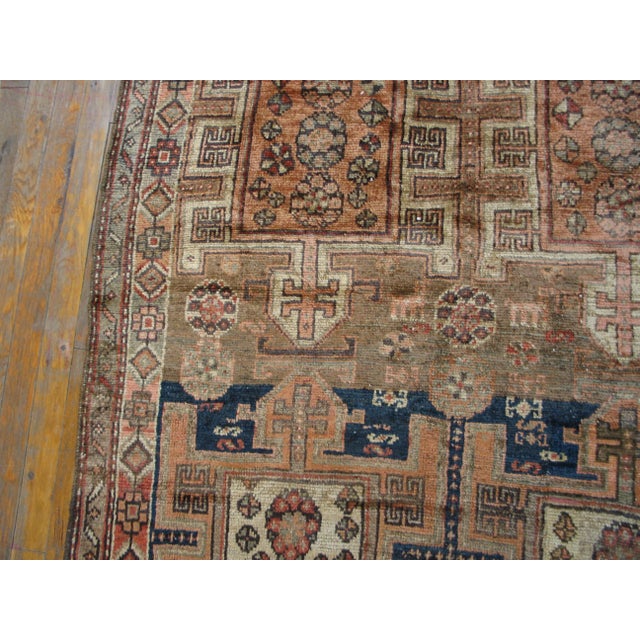 1920s Tan Taupe Geometric Antique n.w. Persian Runner Rug 3'9" X 9'5" Handknotted Wool Carpet For Sale - Image 4 of 6