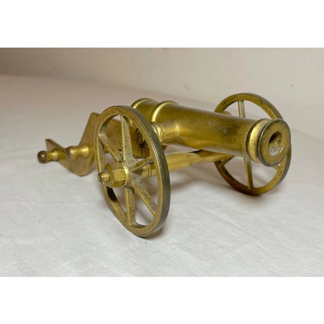 1920s Rare Antique Early 20th Century Gilt Brass Machinist Mini Scale Cannon Model For Sale - Image 5 of 13