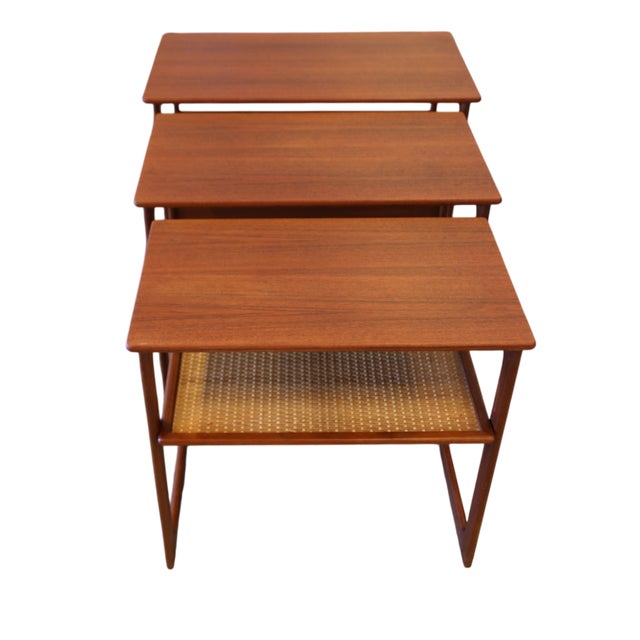 Wood Teak Nesting Desks by Johannes Andersen for CFC Silkeborg, 1960s, Set of 3 For Sale - Image 7 of 15