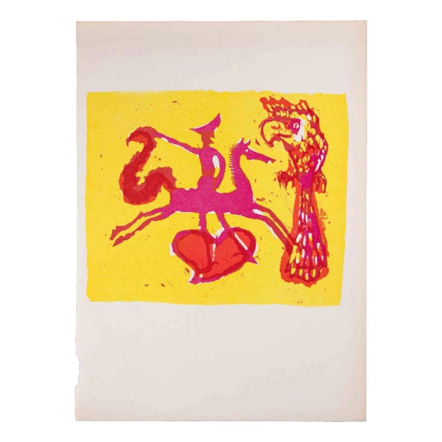 Mino Maccari, The Horse Trainer, Original Linocut, 1951 For Sale